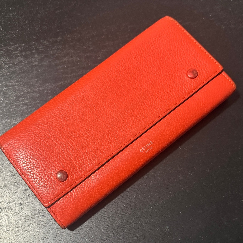 Celine Vibrant Red Leather Card Holder